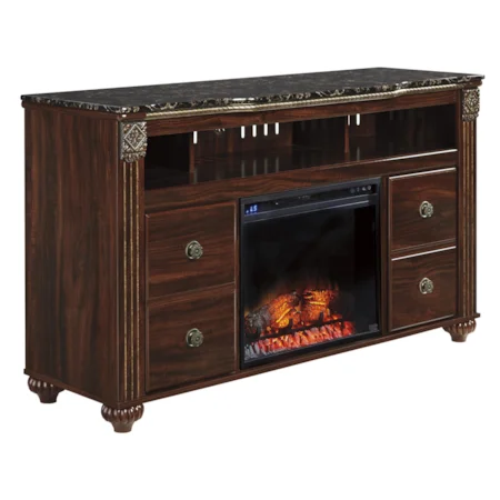 Traditional Large TV Stand with Fireplace Insert