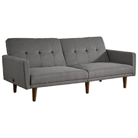 Mid-Century Modern Gray Flip Flop Sofa with USB Charging