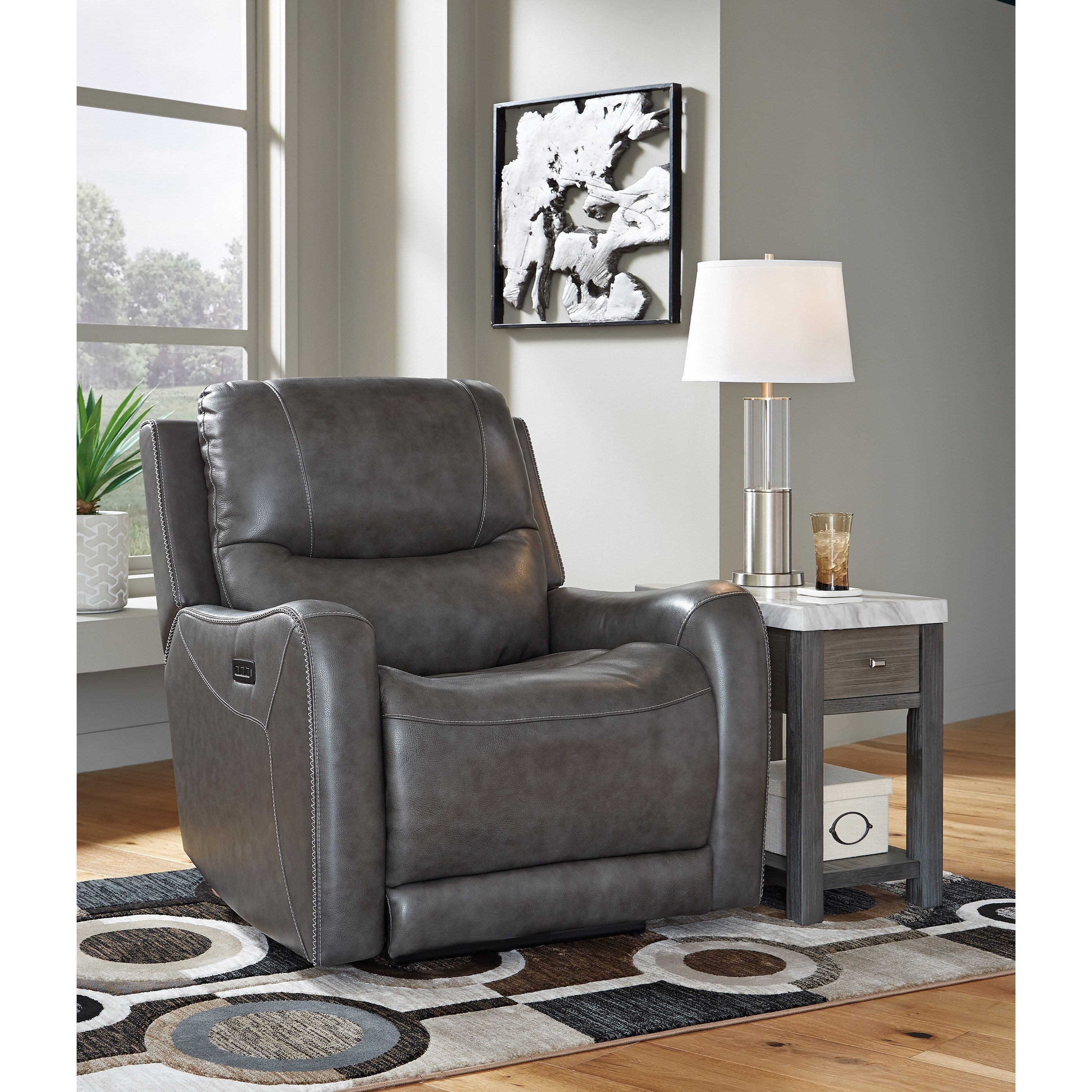 Galahad Contemporary Zero Wall Recliner w Power Headrest and Massage Heat Features Furniture and More Recliners