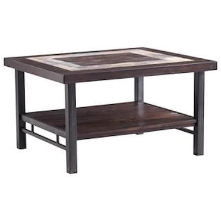 Rectangular Cocktail Table with Slate Tile Inlay