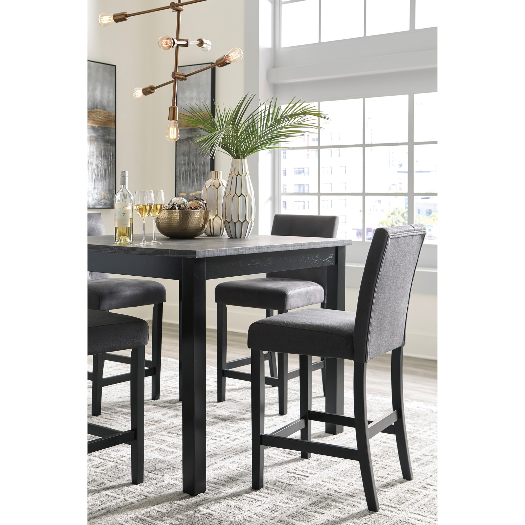 Signature Design by Ashley Garvine 410316118 5Piece Square Counter Height Dining Room Table Set