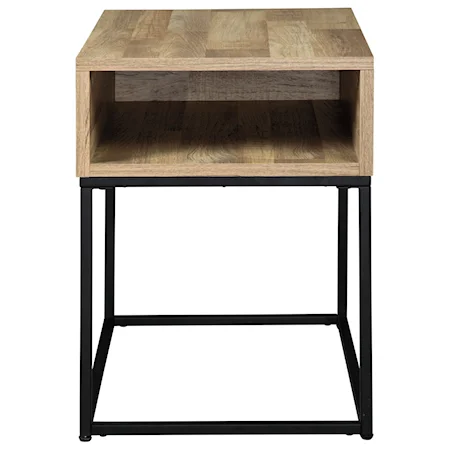 Industrial Rectangular End Table with Open Cubby