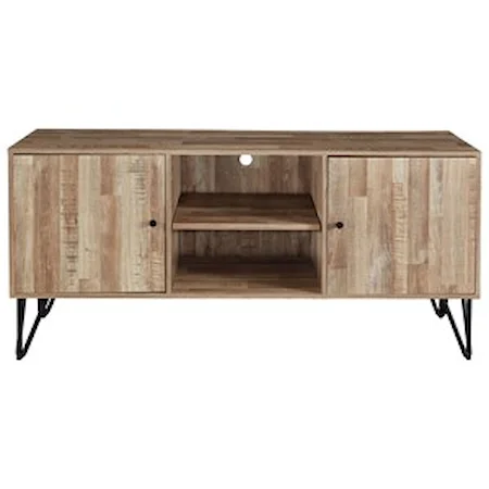 Rustic Large TV Stand with Hairpin Legs