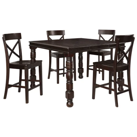 5-Piece Solid Pine Counter Table Set