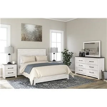 3 Piece Queen Panel Bed, 2 Drawer Nightstand and 6 Drawer Dresser Set