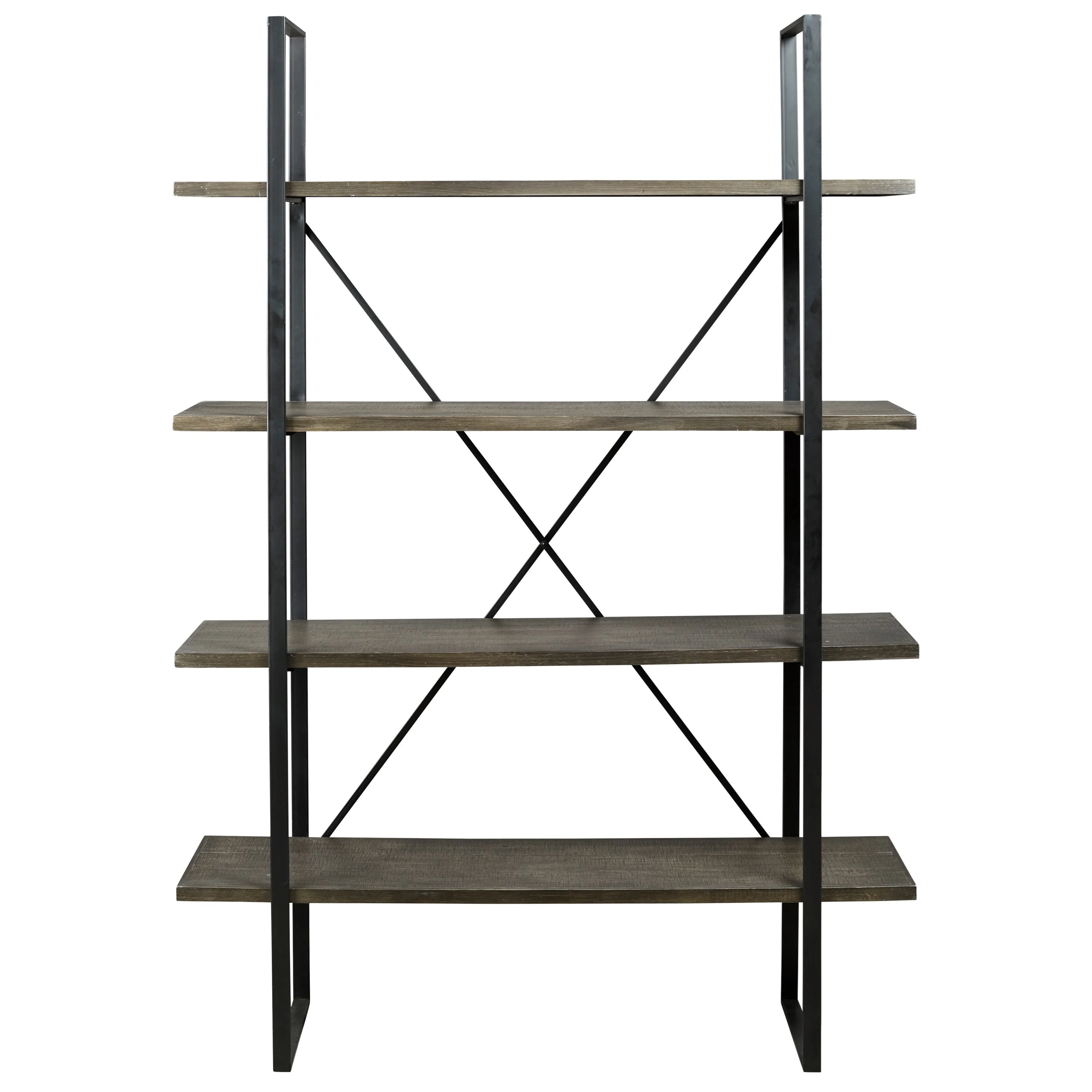 Signature Design by Ashley Gilesgrove A4000017 Industrial Metal/Wood Bookcase with 4 Shelves
