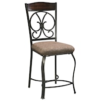 Upholstered Barstool with Metal Accents