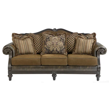 Traditional Camel Back Sofa with Coil Seating