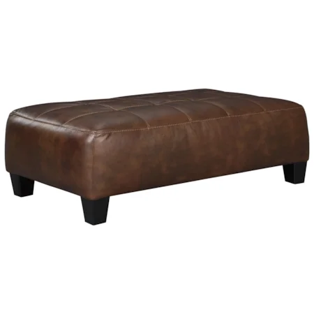 Rectangular Faux Leather Oversized Accent Ottoman with Tufted Top