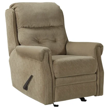 Transitional Glider Recliner with Rolled Arms