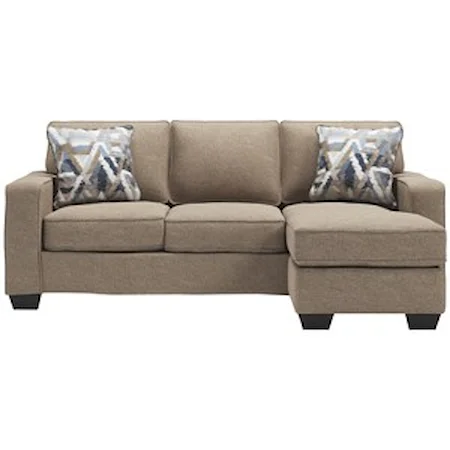 Contemporary Sofa Chaise with Reversible Ottoman