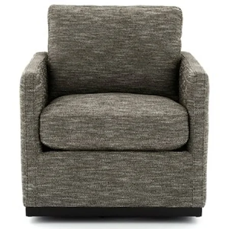 Swivel Accent Chair in Textured Brown Fabric