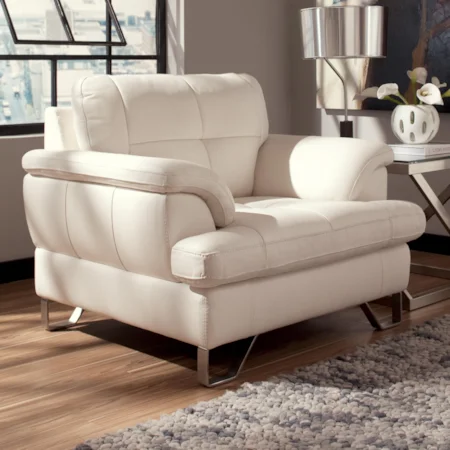 Modern Chair with Tufting & Metal Feet