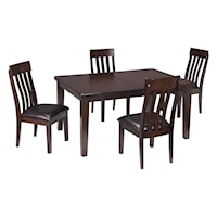 5-Piece Rectangular Dining Room Table w/ Oak Veneers and Upholstered Dining Side Chair w/ Lumbar Curve Set