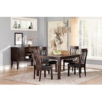 5-Piece Rectangular Dining Room Table w/ Oak Veneers and Upholstered Dining Side Chair w/ Lumbar Curve Set
