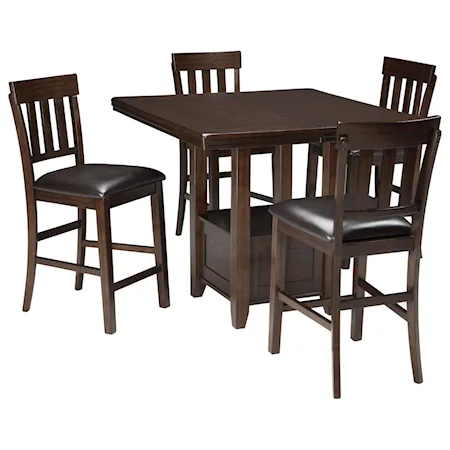5 Piece Counter Height Dining set includes Table, 4 Stools and Leaf