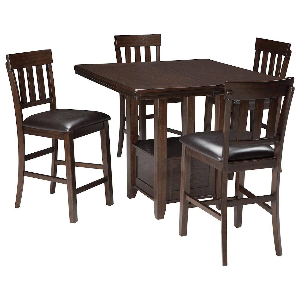Ashley Furniture Signature Design Haddigan 5-Piece Dining Room Counter Ext Table Set