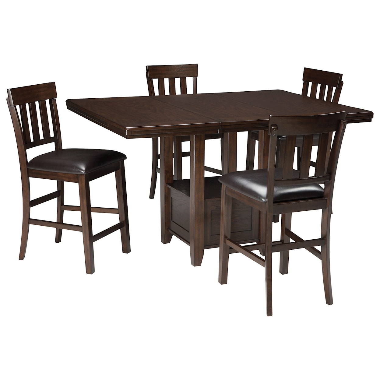 Signature Design Haddigan 5-Piece Dining Room Counter Ext Table Set