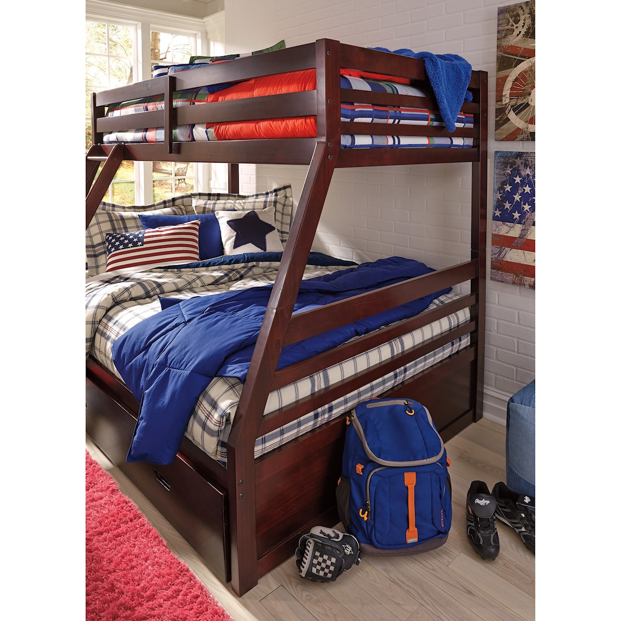 Signature Design Halanton Twin/Full Bunk Bed w/ Under Bed Storage