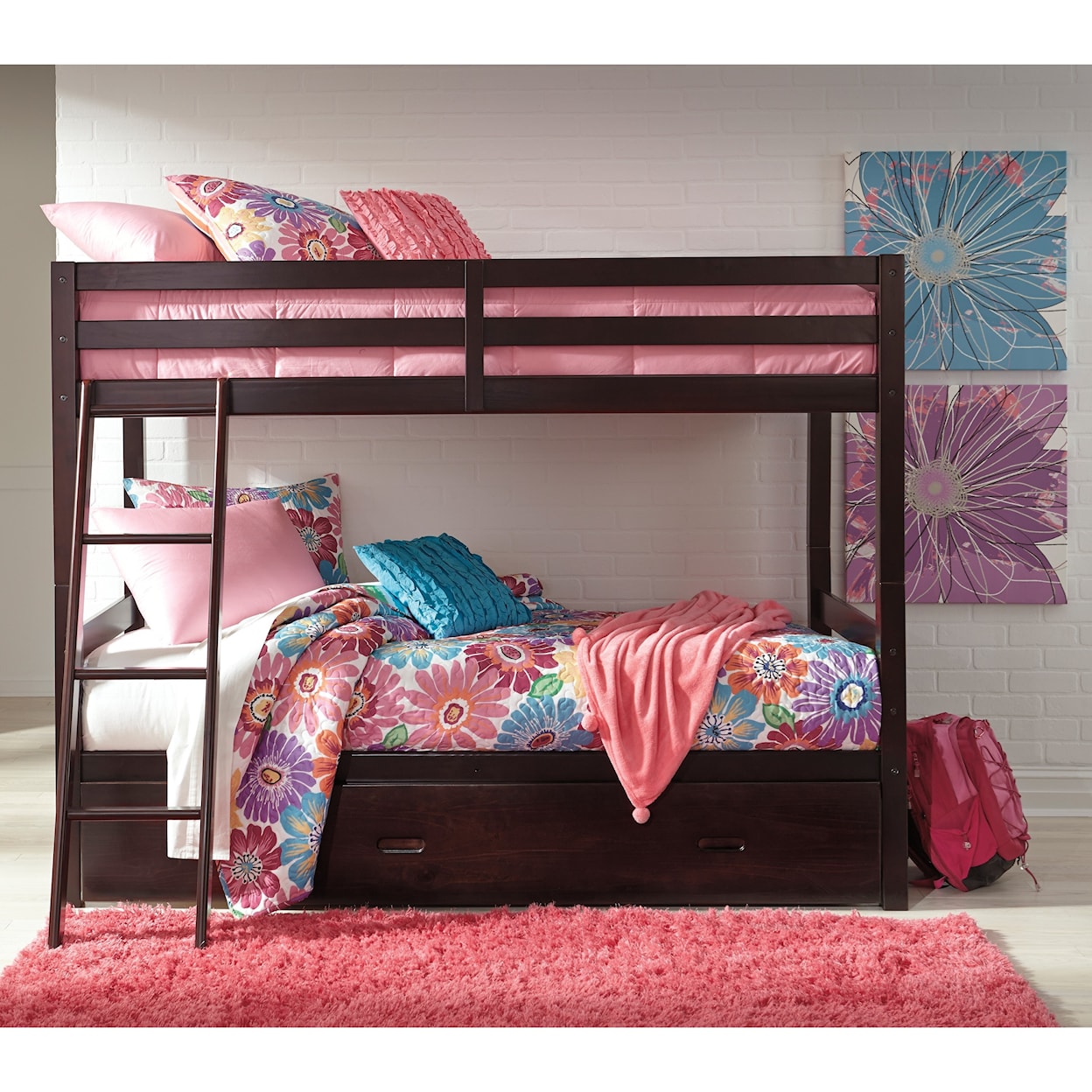 Signature Design Halanton Twin/Twin Bunk Bed w/ Under Bed Storage