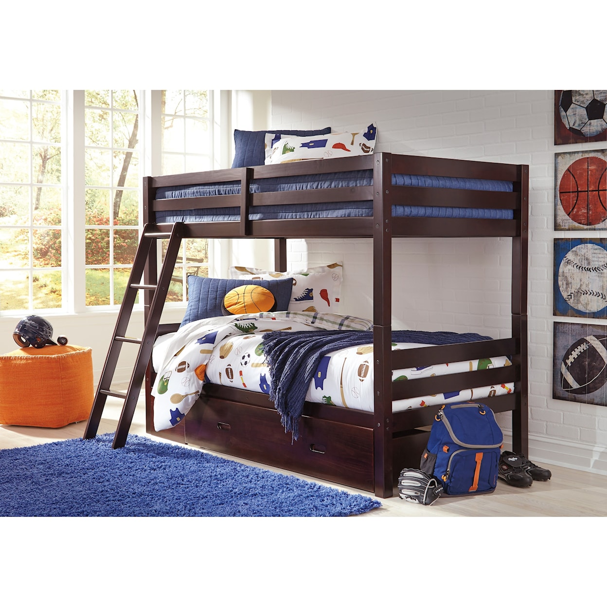 Signature Design by Ashley Halanton Twin/Twin Bunk Bed w/ Under Bed Storage