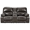 Signature Design by Ashley Hallstrung Pwr Rec Loveseat with Console & Adj Hdrsts