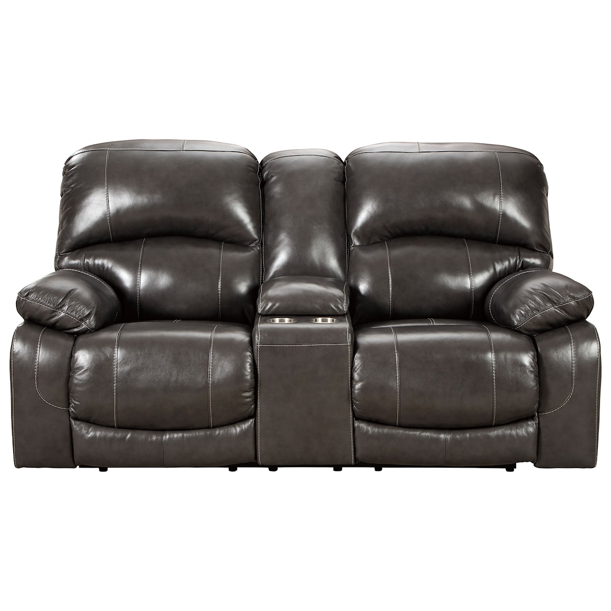 Signature Design by Ashley Furniture Hallstrung Pwr Rec Loveseat with Console & Adj Hdrsts