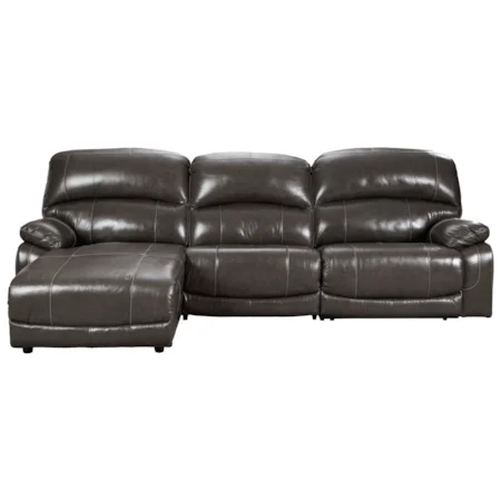 Leather Match 3-Piece Reclining Sectional with Left Chaise