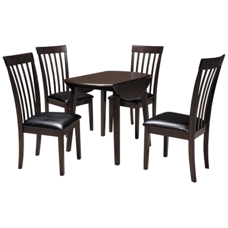 5-Piece Round Drop Leaf Table Set