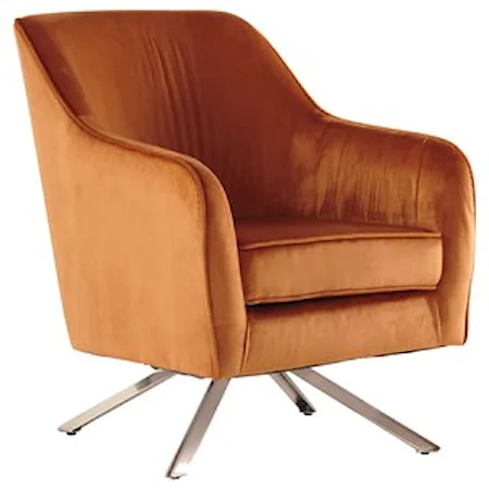 Mid-Century Modern Rust Velvet Swivel Accent Chair