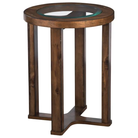 Contemporary Round End Table with Glass Top