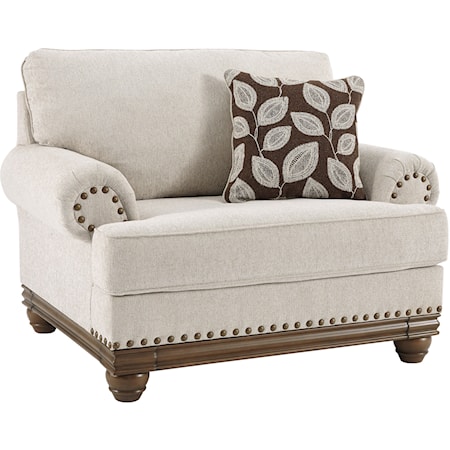 Transitional Chair and a Half with Nailhead Trim