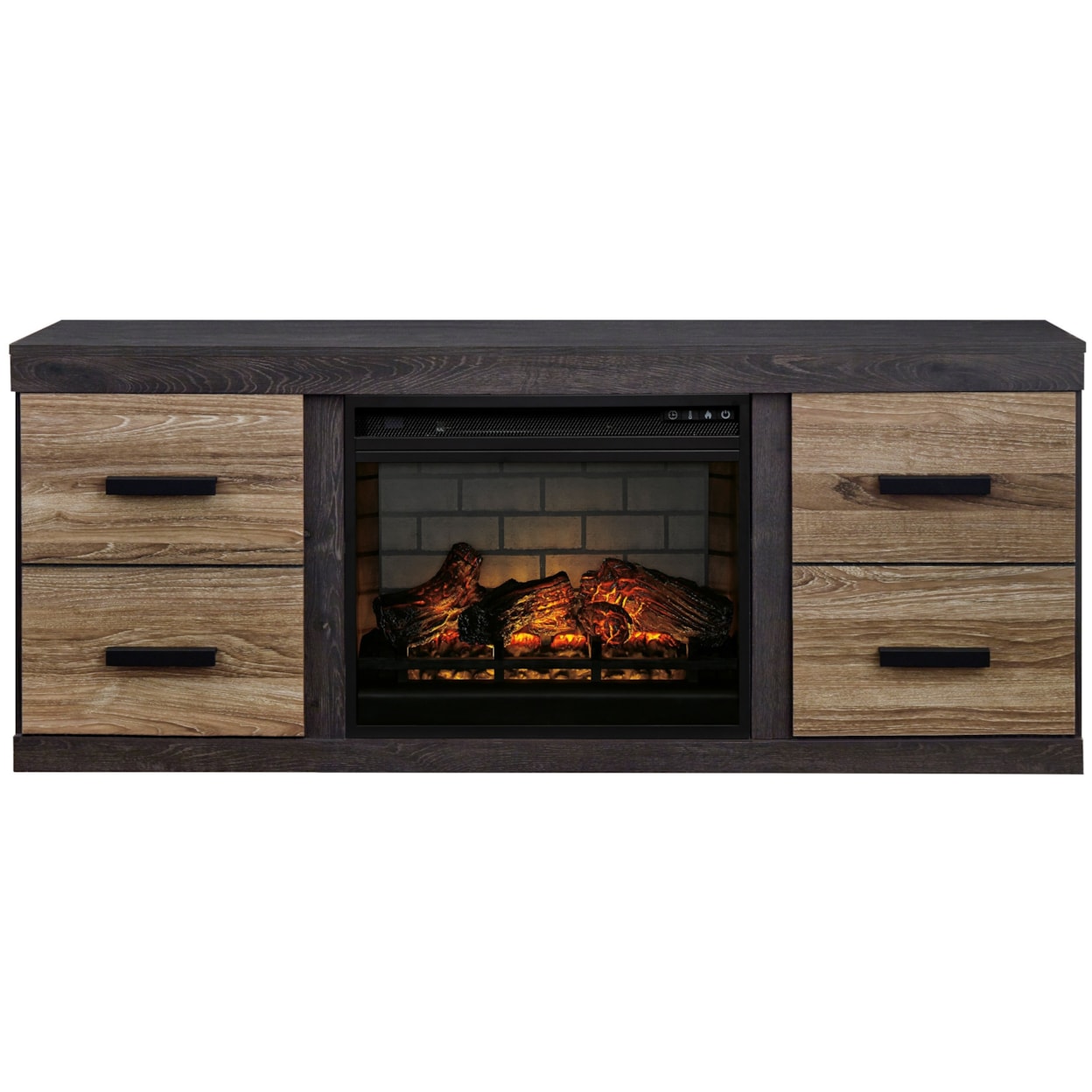 Benchcraft Harlinton EW0325-168+W100-101 Large TV Stand w/ Fireplace Insert | Virginia Furniture ew0325