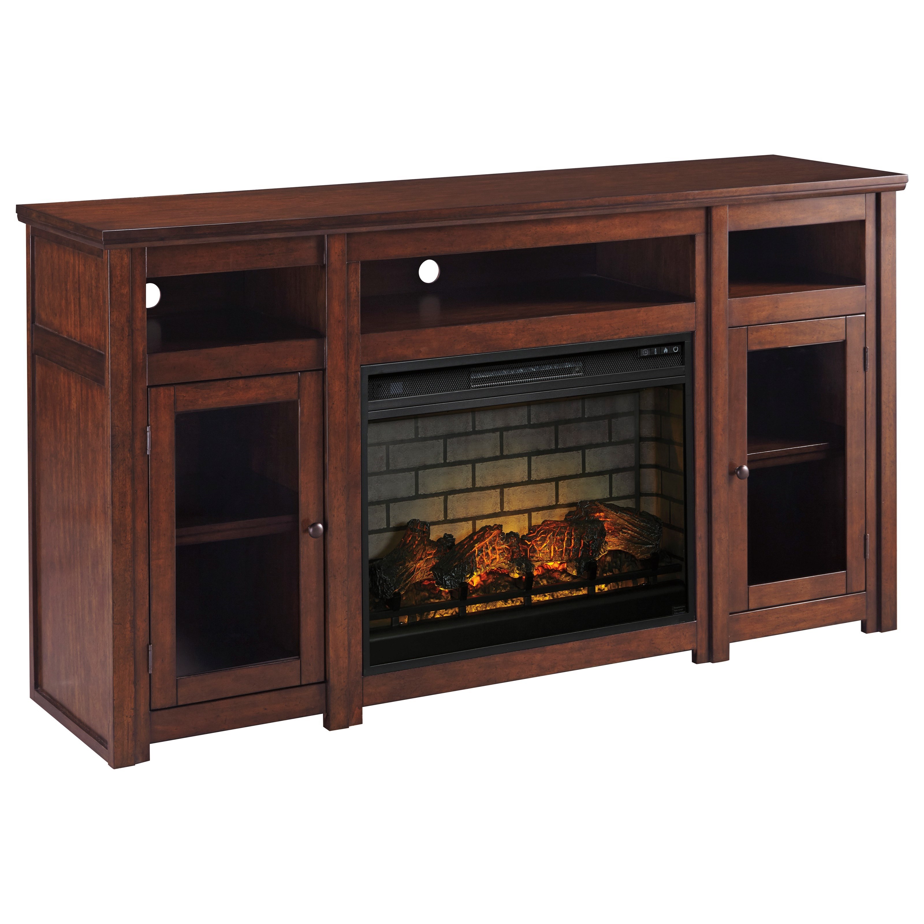 Signature Design by Ashley Harpan Transitional Extra Large TV Stand with Fireplace  Insert | Furniture Superstore - Rochester, MN | TV Stands