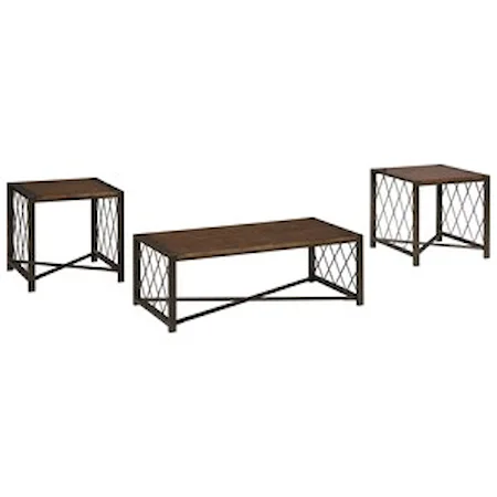 Contemporary Metal/Wood Occasional Table Set