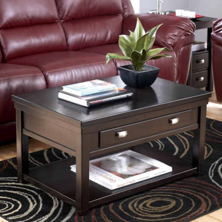 Rectangular Lift-Top Cocktail Table with Casters