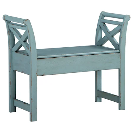 Antique Finish Accent Bench with Storage