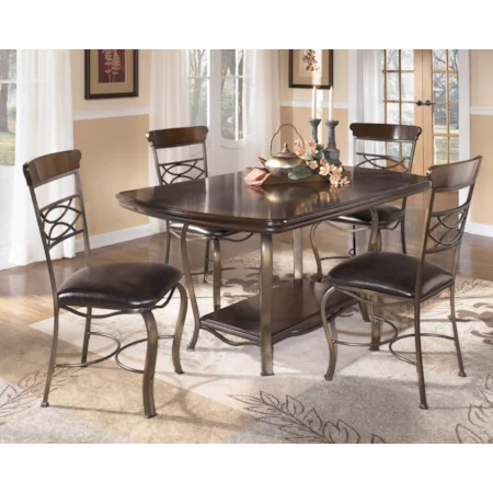 5-Piece Wood & Metal Boat Shape Table Set