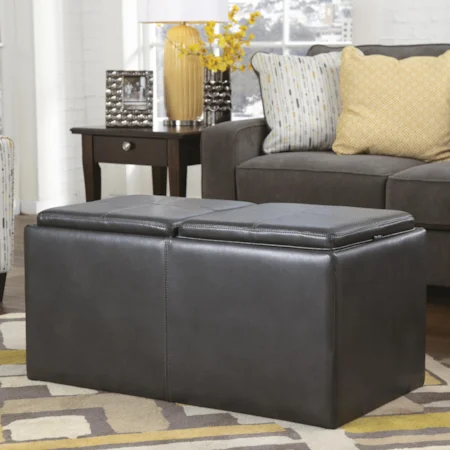 Flip Top Ottoman With Storage & 2 Cubes Inside