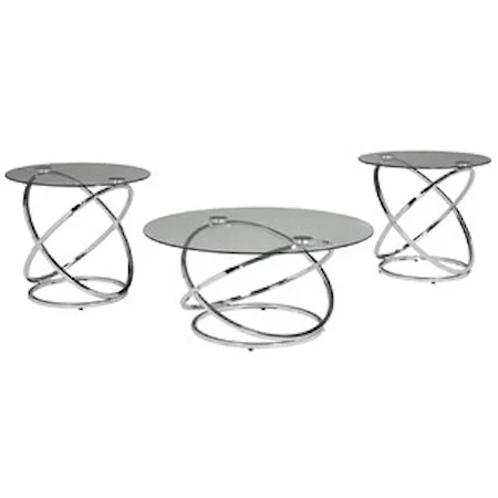 Occasional Table Set with Tempered Glass Table Top