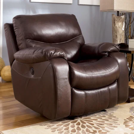 Casual Glider Recliner with Plush Pillow Top Arms
