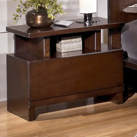 Contemporary One Drawer Night Stand with Cantilever Shelf
