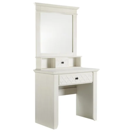 Vintage Casual White Vanity & Vanity Mirror