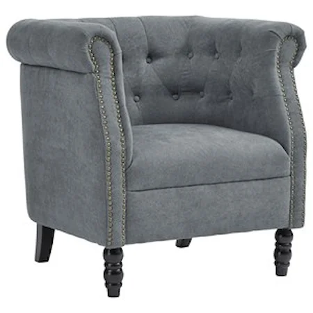 Button-Tufted Barrel Back Accent Chair