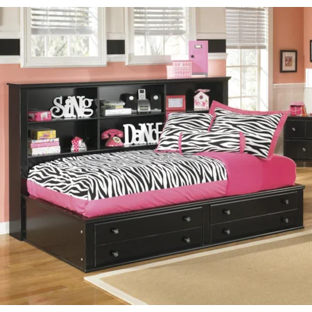 Twin Bookcase Bed with Footboard Storage