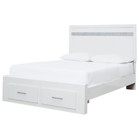 Queen Panel Bed with Footboard Storage