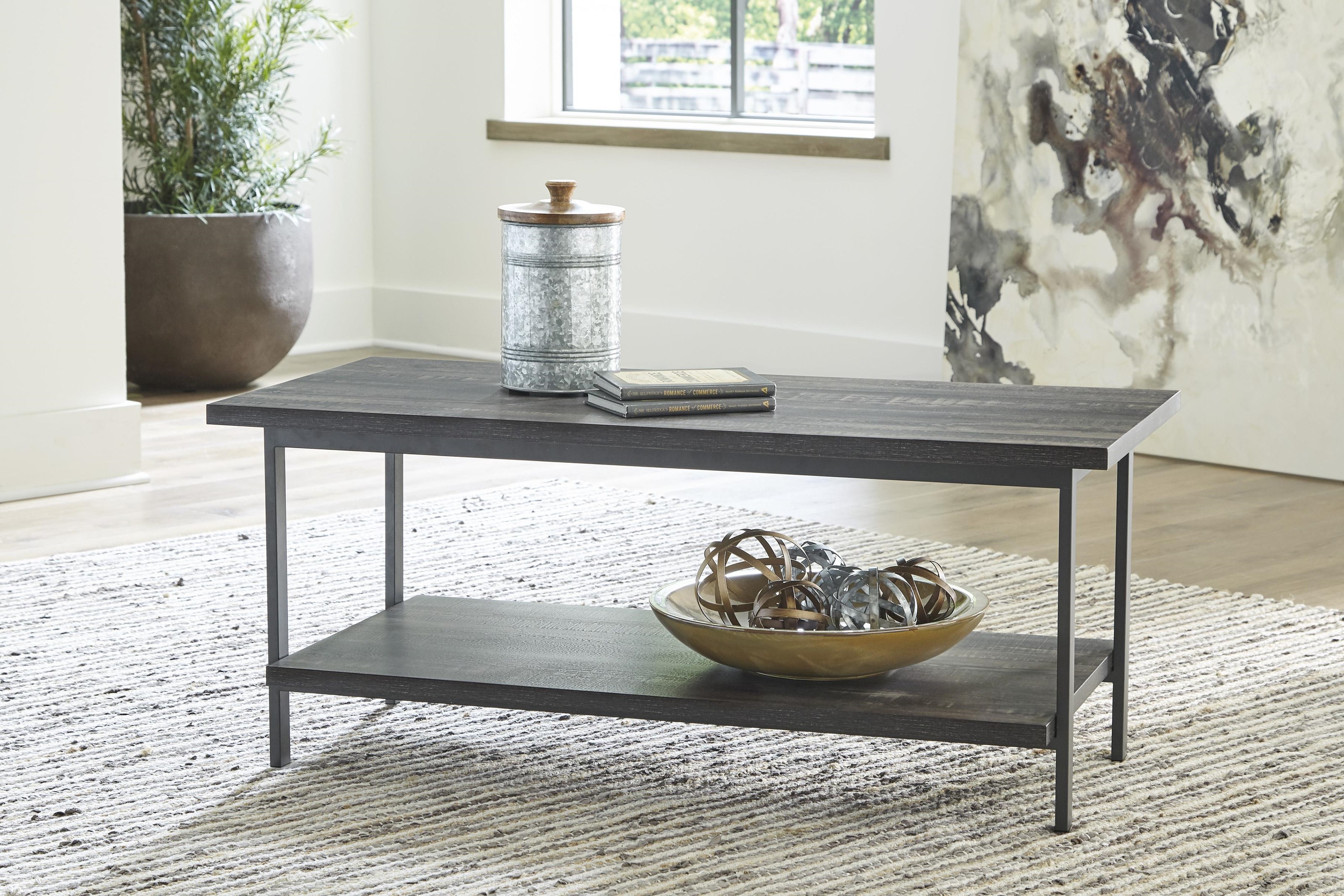 Threshold steel top gray coffee table