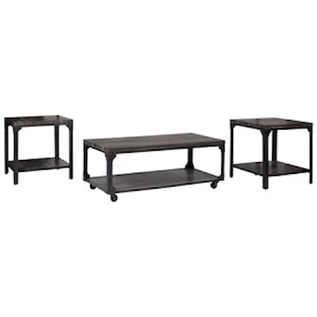 Rustic Industrial 3-Piece Occasional Table Set