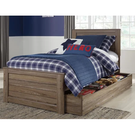 Twin Panel Bed w/ Trundle Under Bed Storage