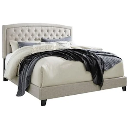 King Upholstered Bed with Button-Tufted Headboard